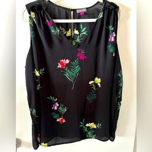 Vince Camuto Black Multicolor Floral Blouse
